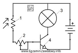 Na zamieszczonym schemacie elektrycznym, fotorezystor oznaczono cyfrą