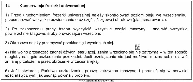 Zgodnie z zaprezentowanym fragmentem instrukcji obsługi frezarki czyszczenie wszystkich 