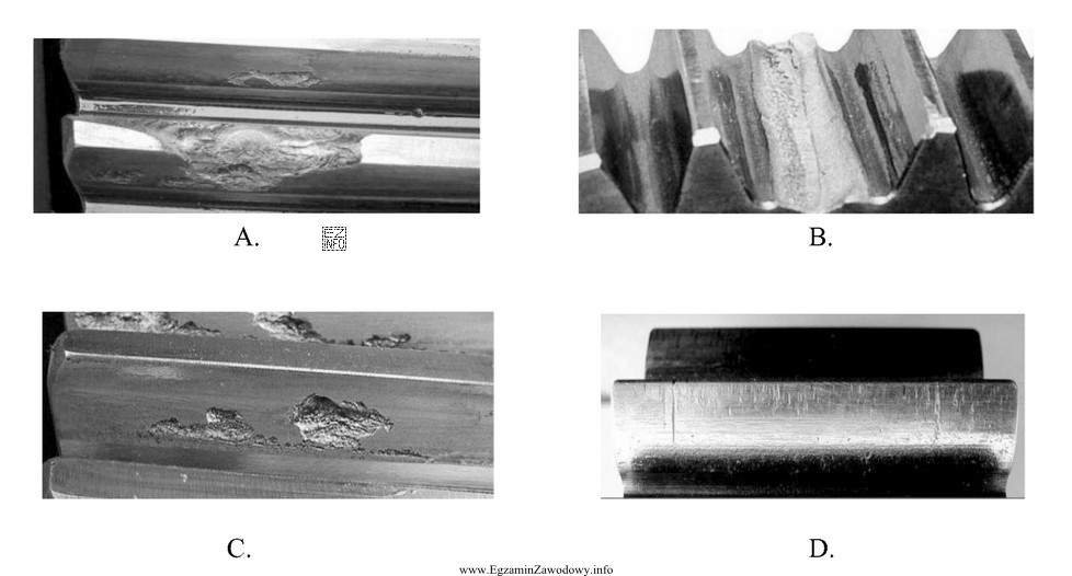 Efekt wyłamania zmęczeniowego zębów przekładni 