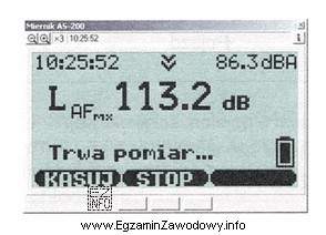 Na rysunku przedstawiono ekran przyrządu służącego do 