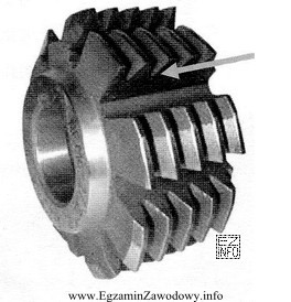 Na przedstawionym rysunku freza modułowego ślimakowego, strzałką 