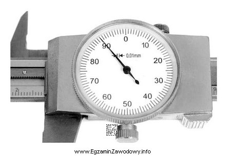 Wskazanie suwmiarki z czujnikiem zegarowym wynosi
