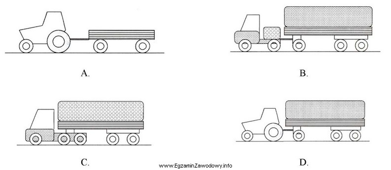 Który schemat przedstawia agregat transportowy wykorzystujący ciągnik 
