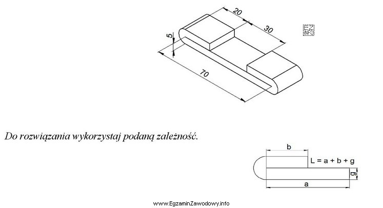 Płaskownik wygięto jak na rysunku. Ile wynosi jego 