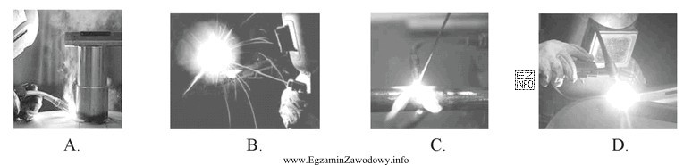 Spawanie stali metodą TIG przedstawione jest na rysunku oznaczonym literą