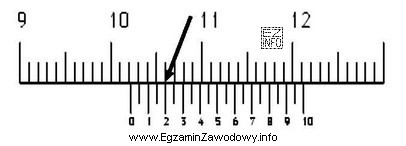 Na podstawie rysunku określ wartość wskazania na podziałce 