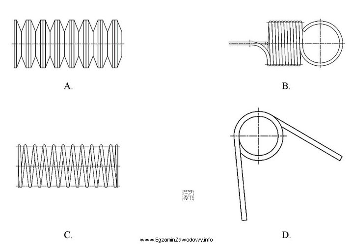 Sprężynę naciągową przedstawiono na rysunku oznaczonym literą
