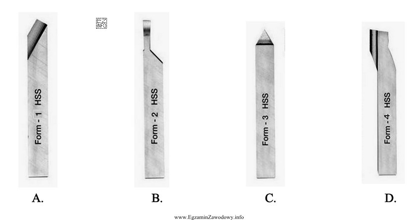 Nóż tokarski przecinak przedstawia rysunek oznaczony literą