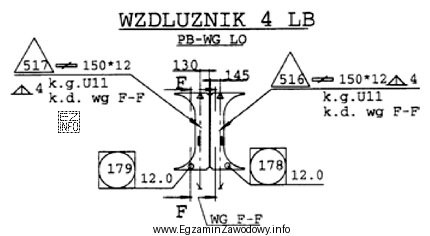 Wymiary wzdłużnika 4 znajdującego się na prawej burcie 