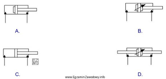 Na którym rysunku przedstawiono symbol jednotłoczyskowego siłownika 