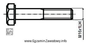 Symbol M16×1LH widoczny na rysunku śruby oznacza gwint