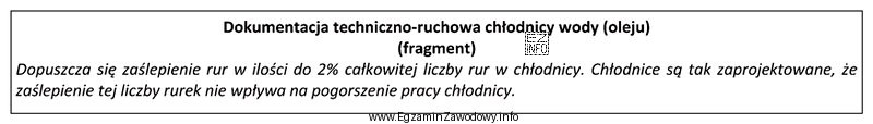 W uszczelnianej chłodnicy jest 500 rurek mosiężnych. Na podstawie 