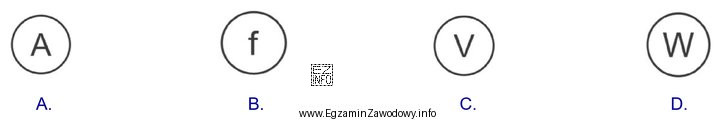 Symbol graficzny watomierza przedstawiono na rysunku oznaczonym literą