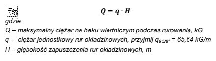 Ile wynosi wartość minimalnego udźwigu urządzenia wiertniczego, planowanego 
