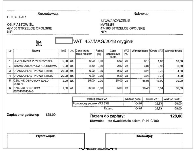 Przedstawiony na rysunku dokument to