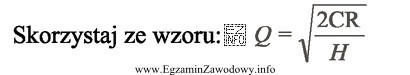 Oblicz optymalną wielkość zamówienia odlewów do wytwarzania 