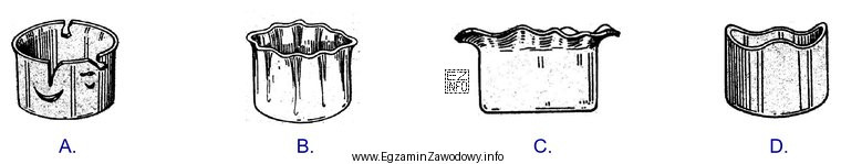 Na którym rysunku zilustrowano wadę wyrobu tłoczonego, powstają