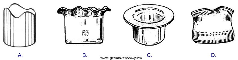 Wadę wyrobu tłoczonego, która powstaje gdy zastosuje się 