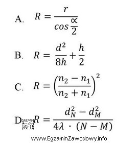 Który wzór należy zastosować do wyznaczenia promienia 