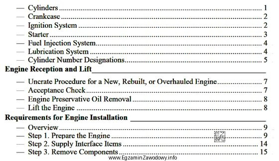 Na rysunku zamieszczono fragment dokumentu <i>IO-360-N1A Engine 