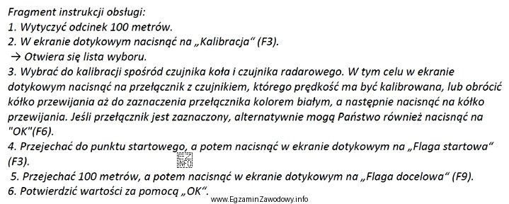 Fragment instrukcji obsługi terminalu ISOBUS CCI 100/200 przedstawia kalibrację