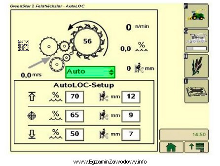 Ilustracja przedstawia widok wyświetlacza z wprowadzonymi parametrami do automatycznego 