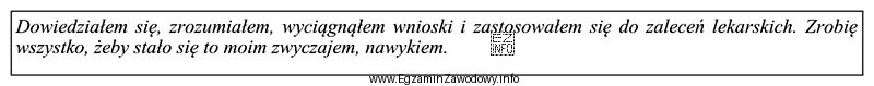 Wypowiedź w ramce dotyczy efektu działania higienistki, w wyniku 