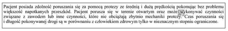 Który stopień mobilności posiada pacjent zgodnie z podanym 