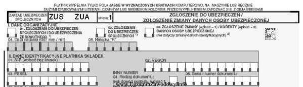 Formularz ZUS ZUA przeznaczony jest do