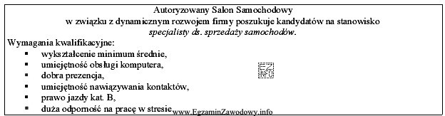 Wymagania stawiane przez firmę spełnia osoba, która ukoń