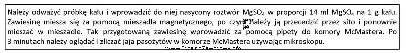 Przedstawione badanie kału metodą McMastera jest metodą