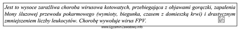 Której choroby kotów dotyczy zamieszczony opis?