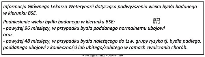 Na podstawie zamieszczonej informacji określ w latach wiek bydł