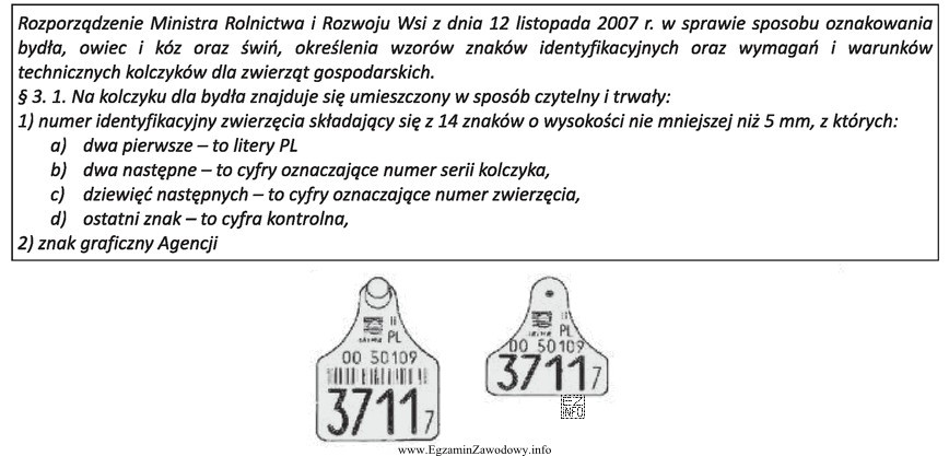 Na podstawie fragmentu rozporządzenia, podaj numer identyfikacyjny zwierzęcia 