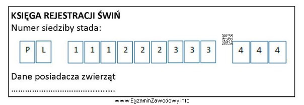 Na podstawie fragmentu księgi rejestracji świń wskaż oznakowanie 