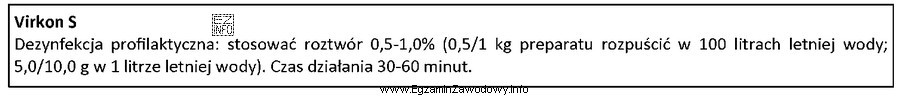 Na podstawie instrukcji określ, ile gramów preparatu Virkon 