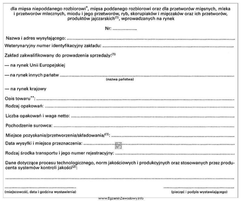 Przedstawiony formularz służy do sporządzania