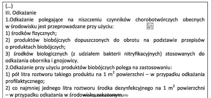 Na podstawie informacji dotyczącej sposobu przeprowadzenia odkażania w 