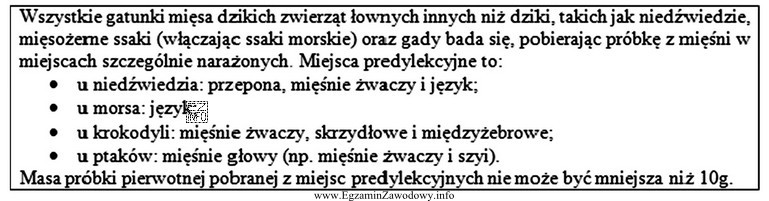 Przytoczony fragment instrukcji dotyczy pobierania próbek celem wykluczenia