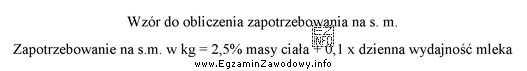 Oblicz dzienne zapotrzebowanie na suchą masę (s.m.) dla krowy 