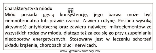 Który miód opisano w załączonej ramce?