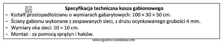 Do budowy zabezpieczenia przeciwerozyjnego przewidziano zastosowanie koszy gabionowych wypełnionych 