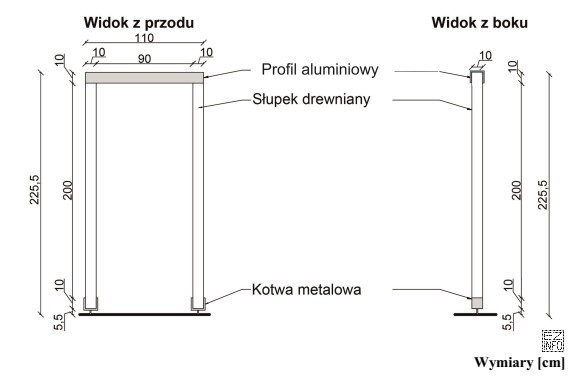 Ile tarcicy potrzeba do wybudowania bramki, której widoki przedstawiono 
