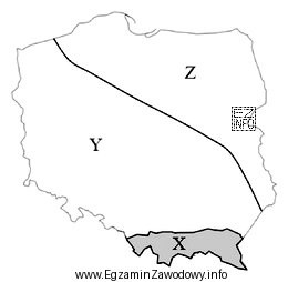 Na schematycznej mapie rozmieszczenia dużych jednostek geologicznych Polski symbolem 