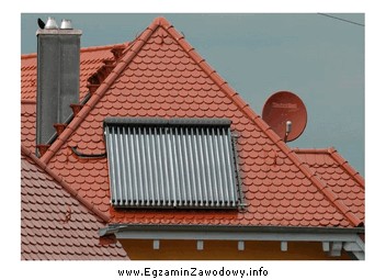 Ilustracja przedstawia zamontowany na połaci dachowej element instalacji