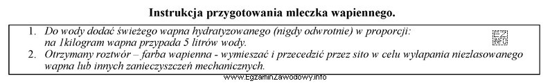 Na podstawie zamieszczonej instrukcji oblicz, ile gramów wapna hydratyzowanego 