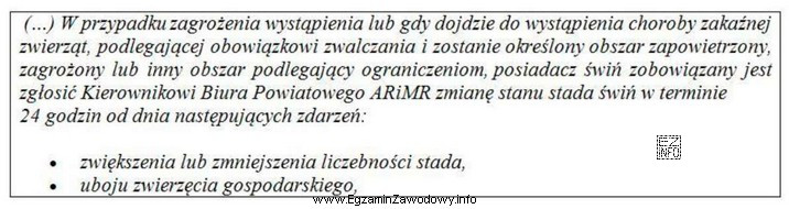 Hodowca tuczników, z siedzibą stada na terenie obszaru zapowietrzonego, 