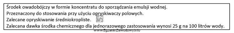 Na podstawie podanych informacji, oblicz dawkę preparatu potrzebną do sporzą