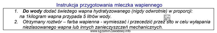 Na podstawie instrukcji oblicz, ile wapna hydratyzowanego należy uż