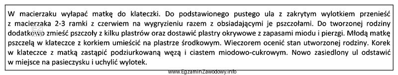Którą metodę tworzenia rodzin pszczelich opisano?